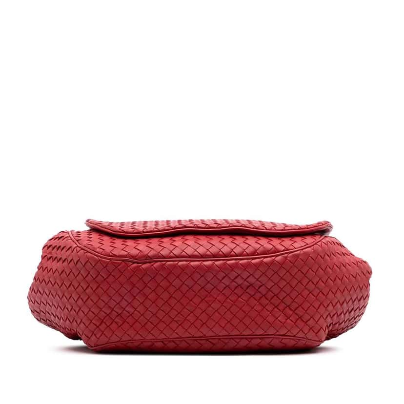 Bottega Veneta Nappa Intrecciato Flap Crossbody Red Leather Good condition - Inside View