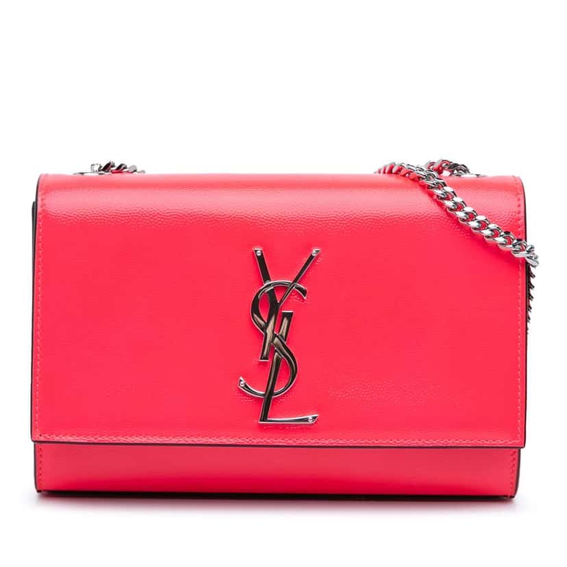 Saint Laurent Small Patent Grain de Poudre Monogram Kate Crossbody Pink Leather Good condition - Front View