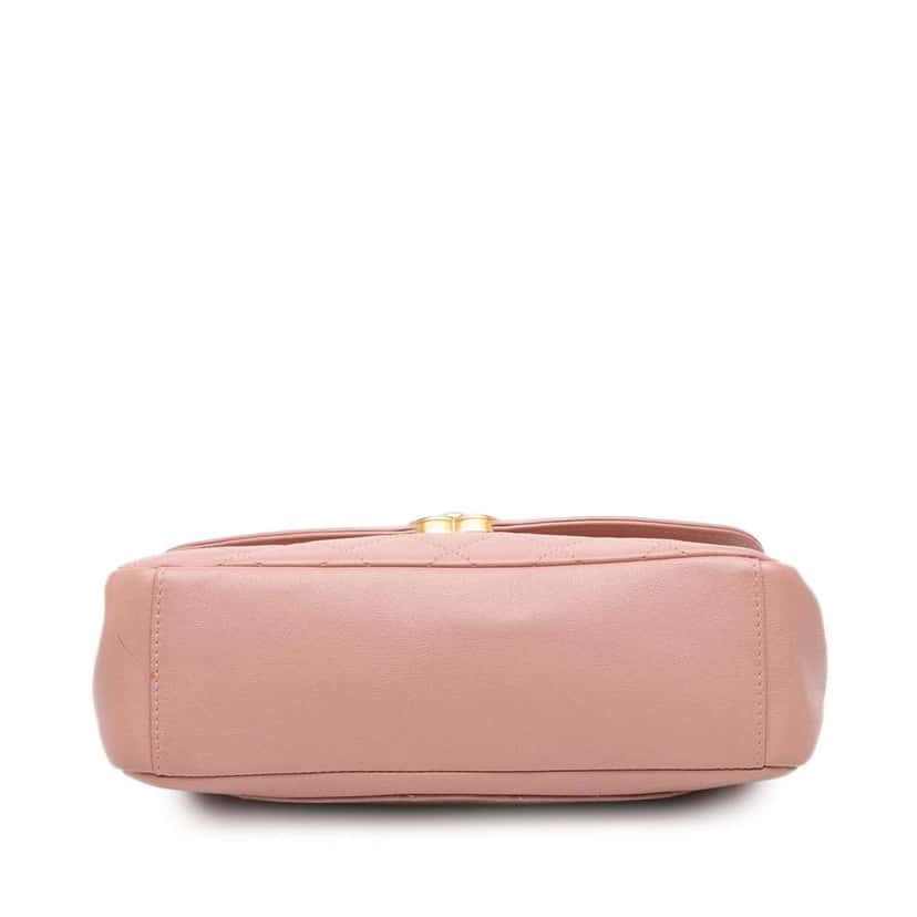 Chanel Quilted Lambskin Curved Flap Pink Leather Good condition - Inside View