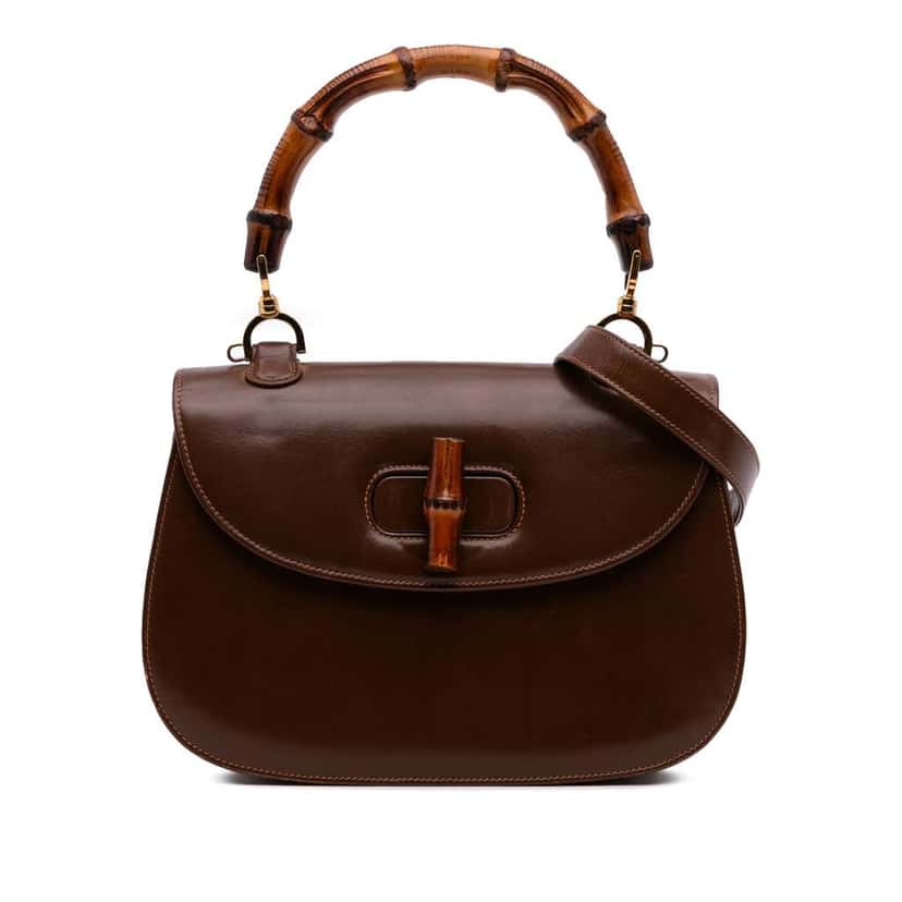 Gucci Calfskin Bamboo Night Brown Leather Good condition - Front View