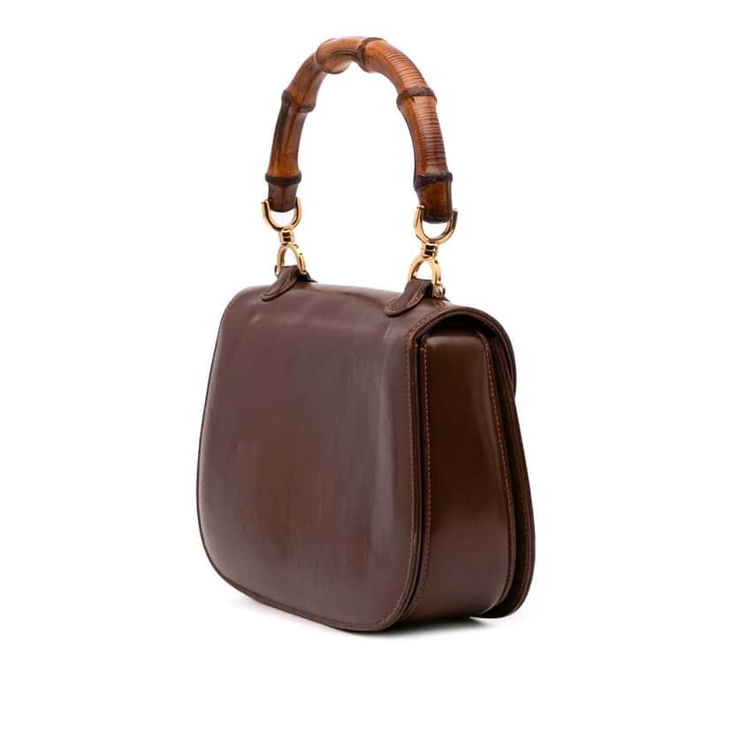 Gucci Calfskin Bamboo Night Brown Leather Good condition - Back View