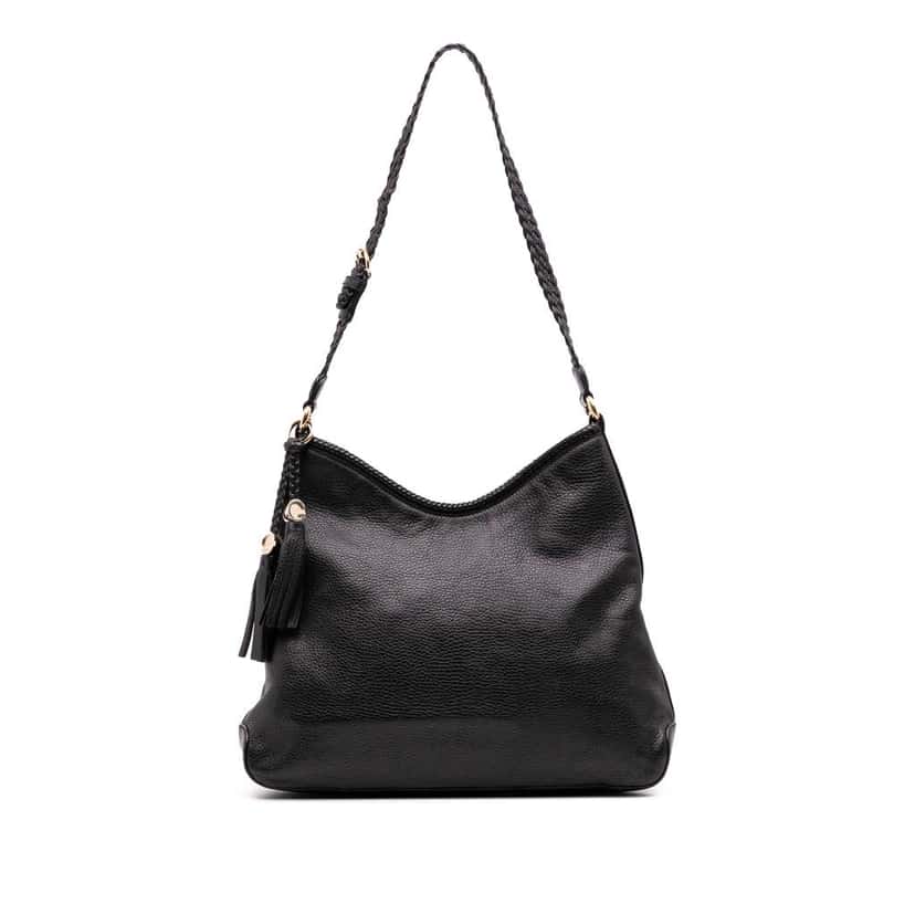 Gucci Medium Leather Marrakech Shoulder Bag Black Leather Good condition - Front View