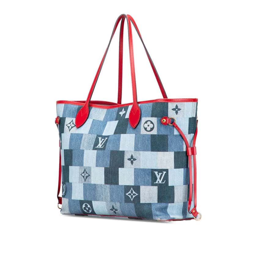 Louis Vuitton Monogram Denim Patchwork Neverfull MM Blue Denim Very good condition - Back View