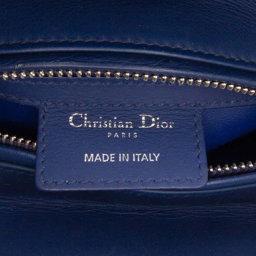 Dior Medium Ultra Matte Calfskin Embossed Cannage Lady Dior Blue Leather Good condition - Box View