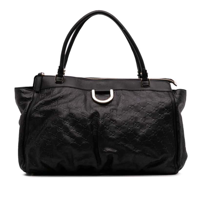 Gucci Guccissima Abbey D Ring Tote Black Leather Good condition - Front View