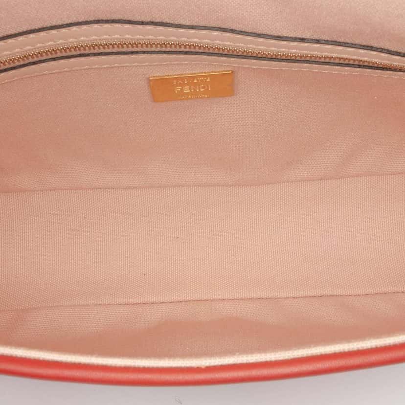 Fendi Zucca Embroidered Canvas Baguette Satchel Pink Canvas Good condition - Model View