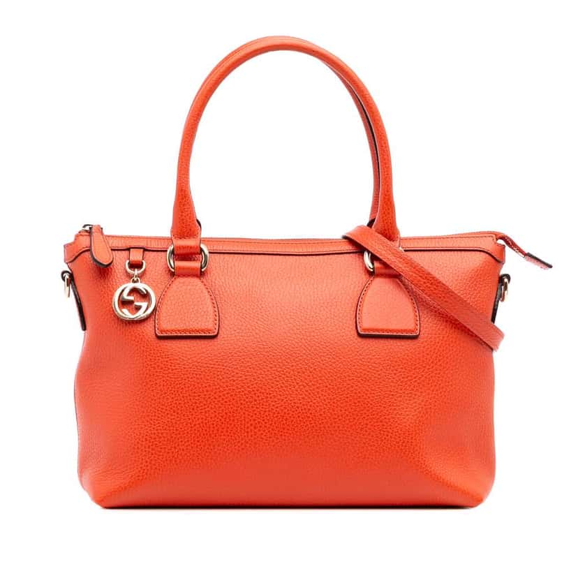 Gucci Dollar Calfskin GG Charm Satchel Orange Leather Good condition - Front View