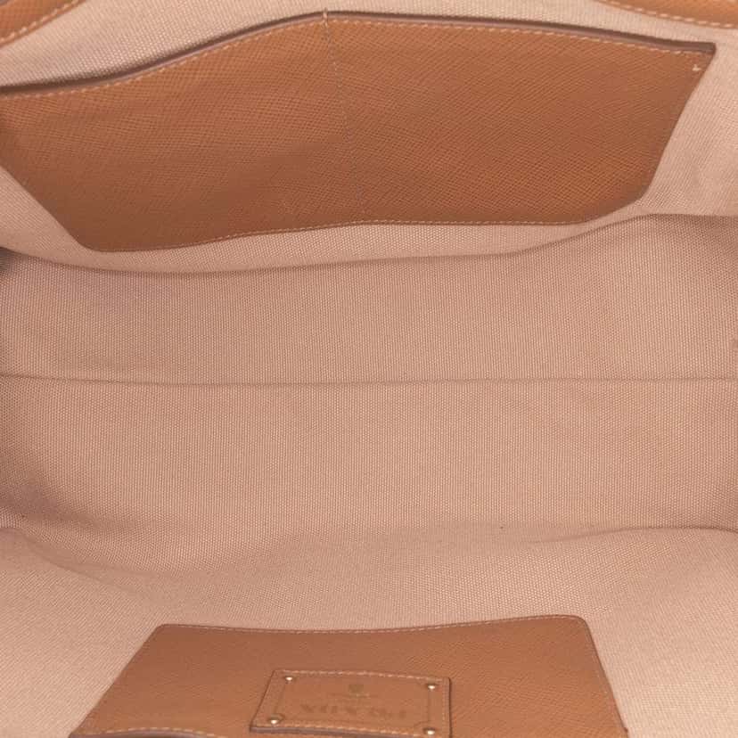 Prada Saffiano Cuir Trimmed Canapa Satchel Brown Canvas Good condition - Model View
