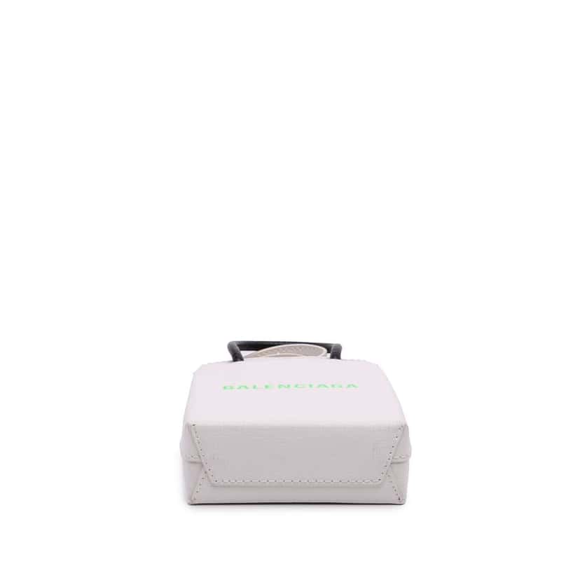 Balenciaga Mini Calfskin Logo Shopping Phone Holder White Leather Good condition - Inside View