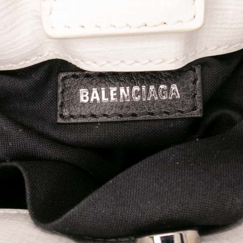 Balenciaga Mini Calfskin Logo Shopping Phone Holder White Leather Good condition - Box View
