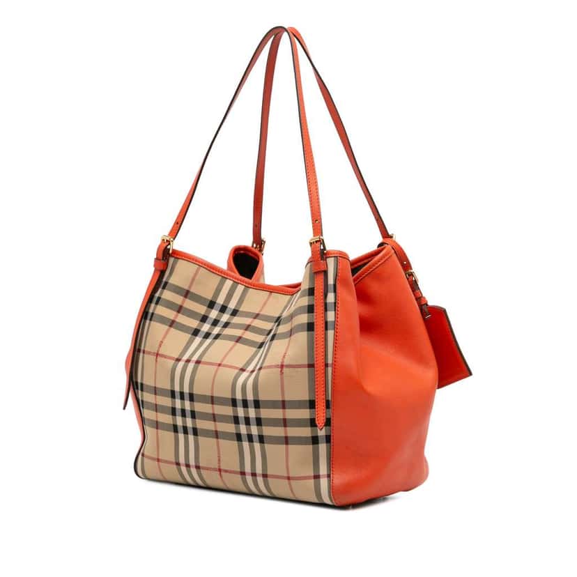 Burberry Small Haymarket Check Canvas and Leather Canterbury Tote Brown Canvas Good condition - Back View