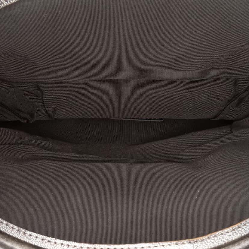 Chanel Quilted Metallic Goatskin Tabatiere Kisslock Foldover Clutch Silver Leather Good condition - Model View
