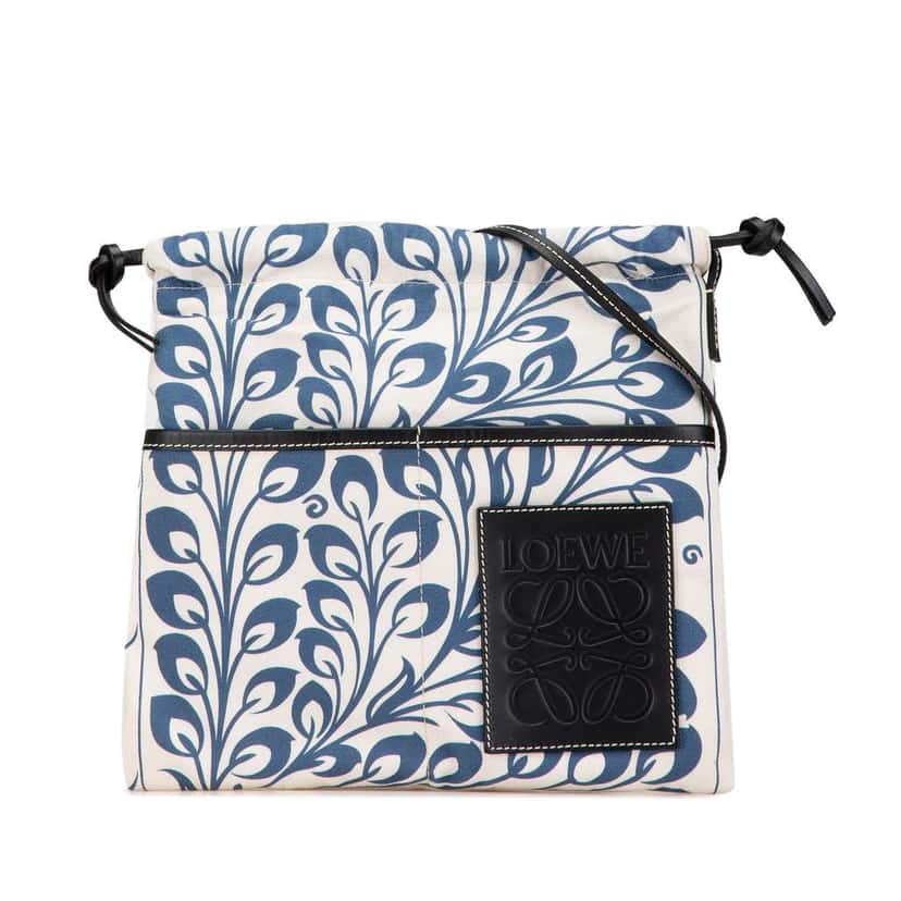 Loewe Anagram Canvas Drawstring Crossbody White Canvas Good condition - Front View