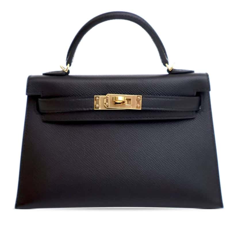 Hermès Mini Epsom Kelly II Sellier 20 Black Leather Very good condition - Front View