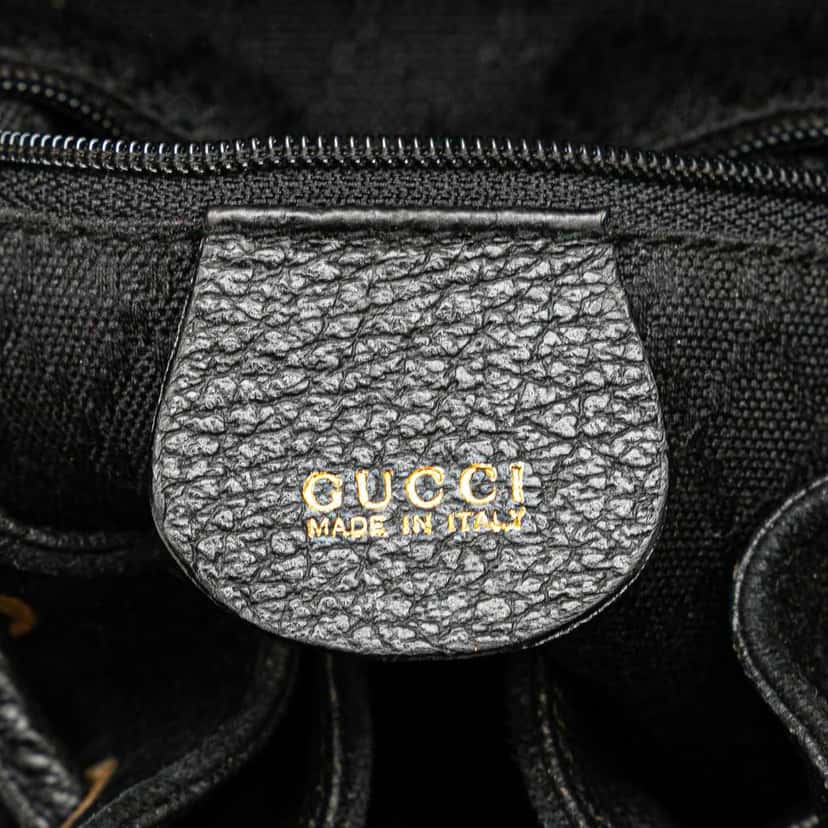 Gucci Suede Bamboo Backpack Black Leather Good condition - Box View