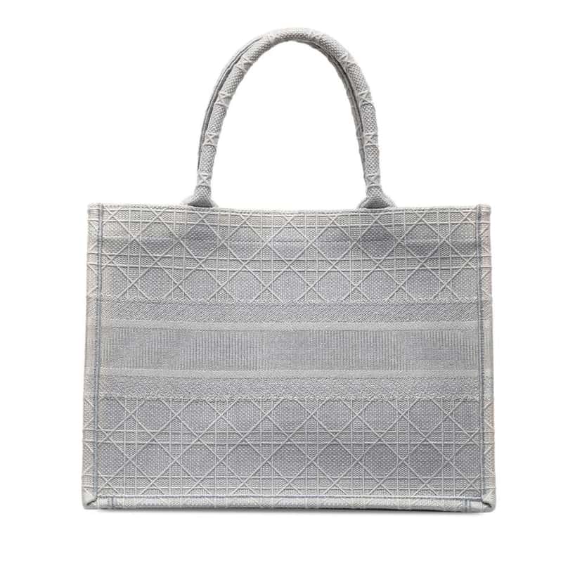 Dior Medium Cannage Embroidered Book Tote Grey Canvas Good condition - Inside View