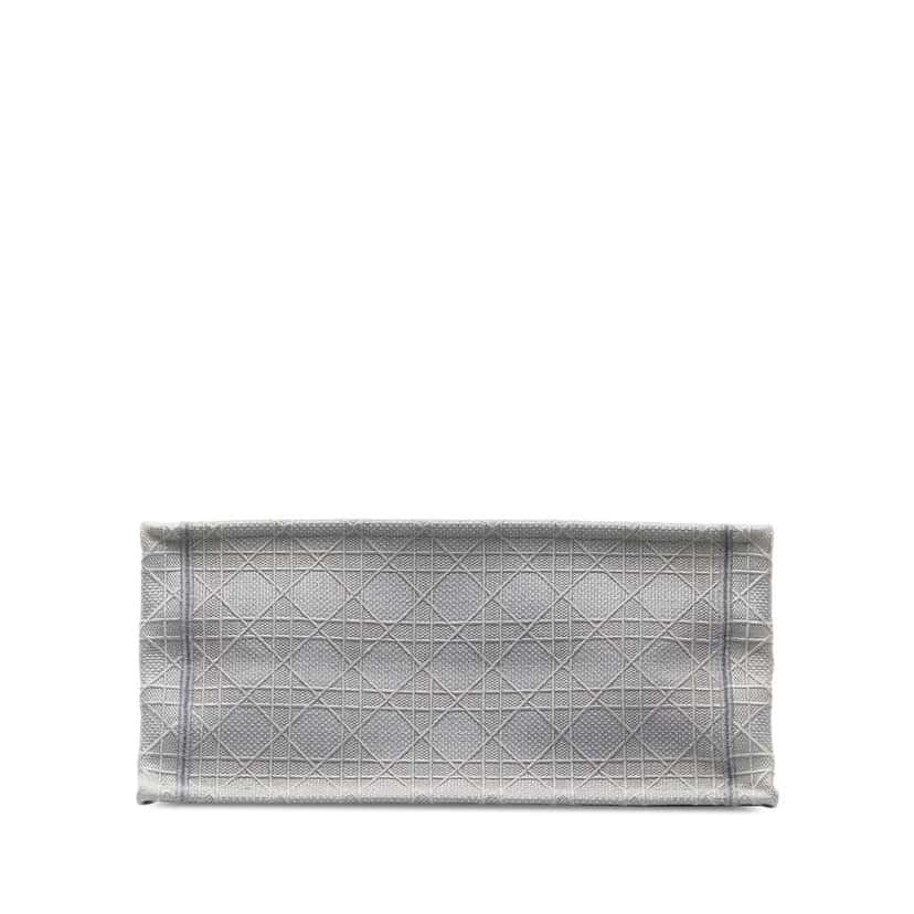 Dior Medium Cannage Embroidered Book Tote Grey Canvas Good condition - Model View