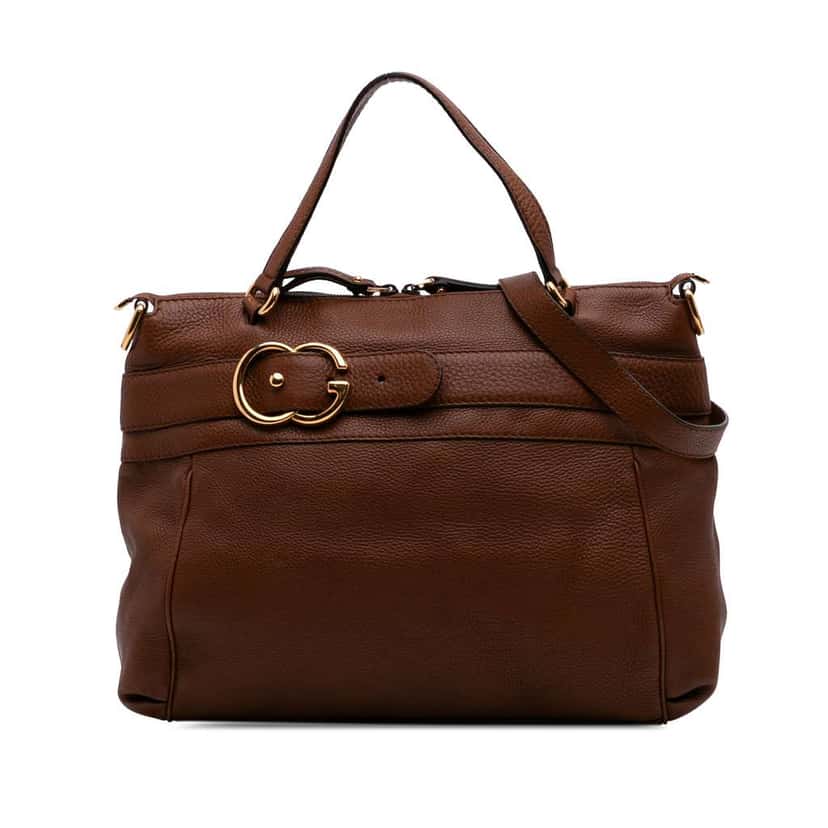 Gucci Medium Leather Ride Top Handle Bag Brown Leather Good condition - Front View