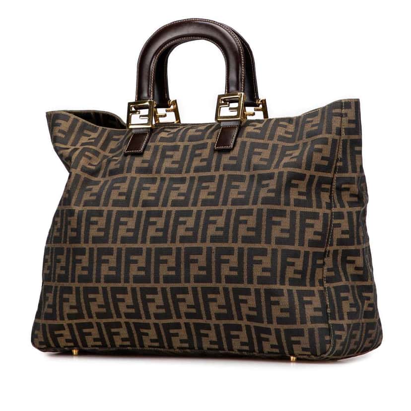 Fendi Large Zucca Canvas Twins Tote Brown Canvas Good condition - Back View
