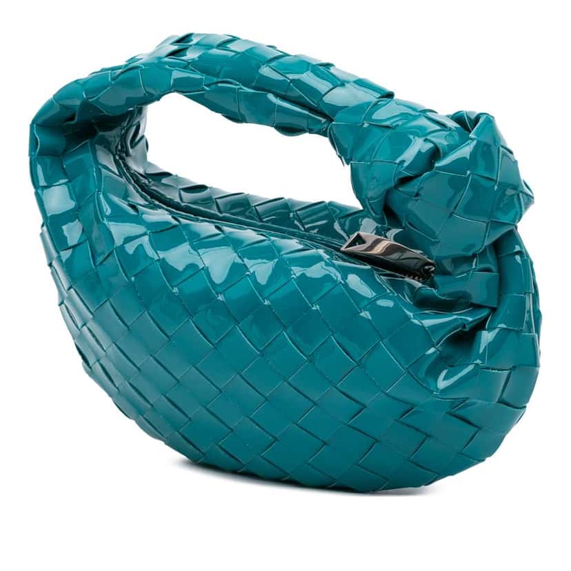 Bottega Veneta Mini Patent Intrecciato Jodie Blue Leather Good condition - Back View
