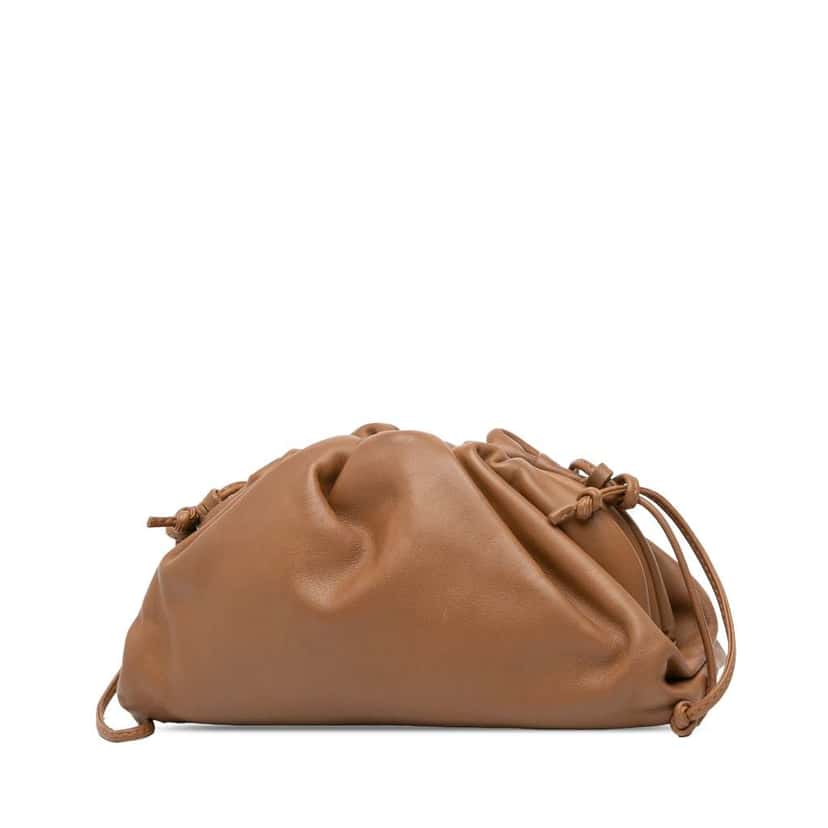 Bottega Veneta Lambskin The Mini Pouch Crossbody Brown Leather Good condition - Back View