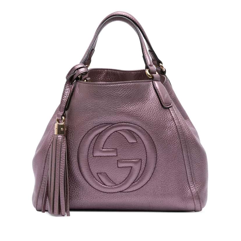 Gucci Small Metallic Leather Soho Satchel Purple Leather Good condition - Front View