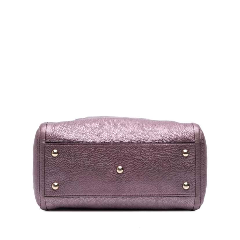 Gucci Small Metallic Leather Soho Satchel Purple Leather Good condition - Inside View