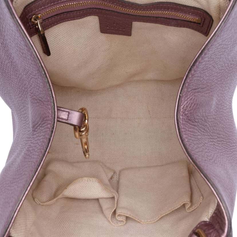 Gucci Small Metallic Leather Soho Satchel Purple Leather Good condition - Model View