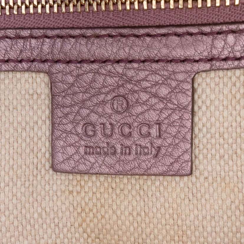 Gucci Small Metallic Leather Soho Satchel Purple Leather Good condition - Box View