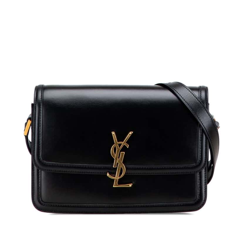 Saint Laurent Medium Calfskin Solferino Satchel In Box Black Leather Good condition - Front View