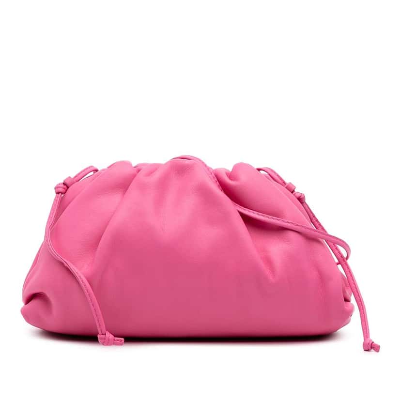 Bottega Veneta Lambskin The Mini Pouch Crossbody Pink Leather Good condition - Front View