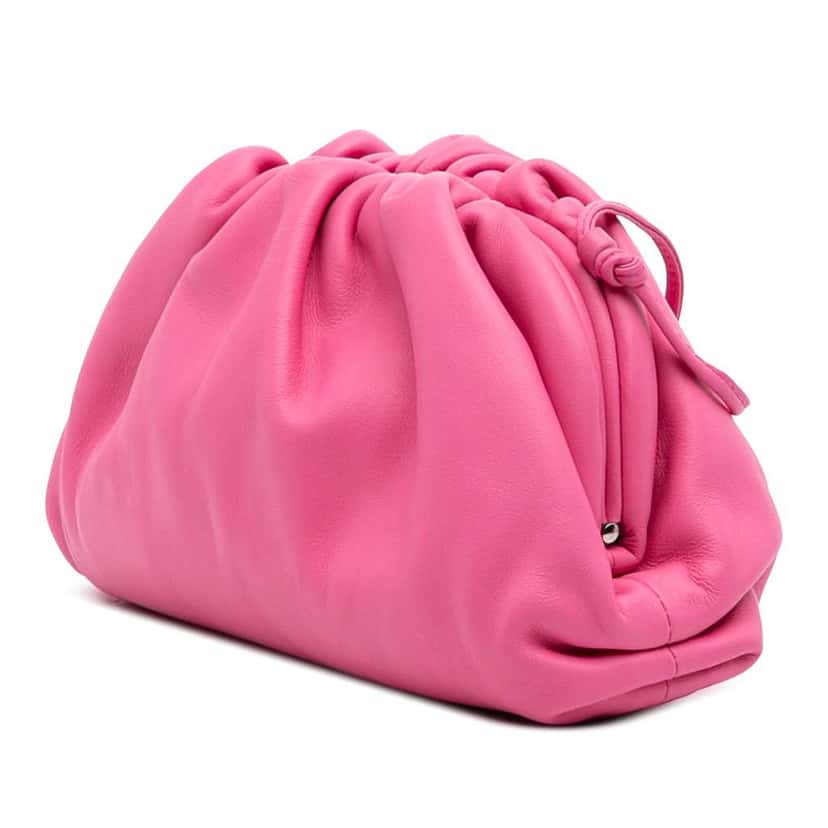 Bottega Veneta Lambskin The Mini Pouch Crossbody Pink Leather Good condition - Back View