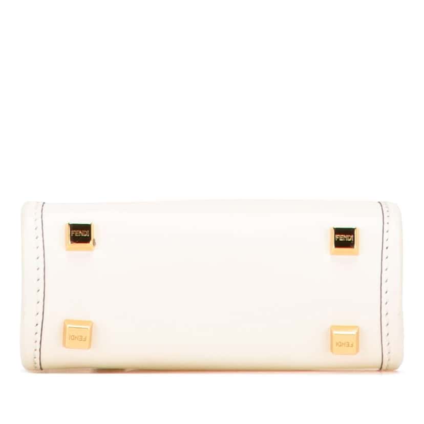 Fendi Mini Leather Sunshine Shopper Tote White Leather Good condition - Inside View