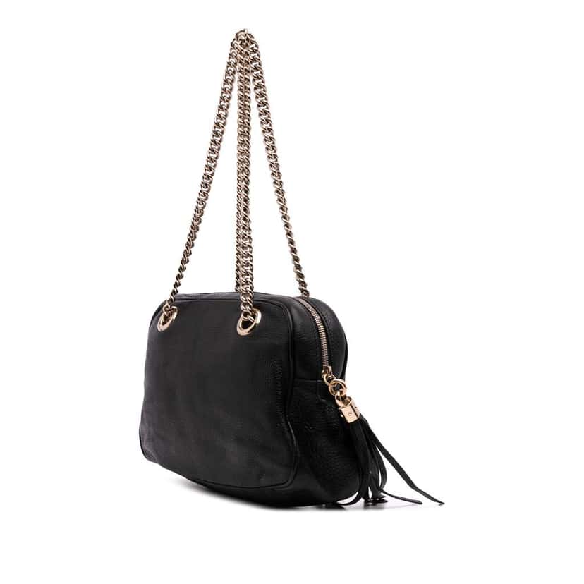 Gucci Pebbled Leather Soho Chain Zip Shoulder Bag Black Leather Good condition - Back View