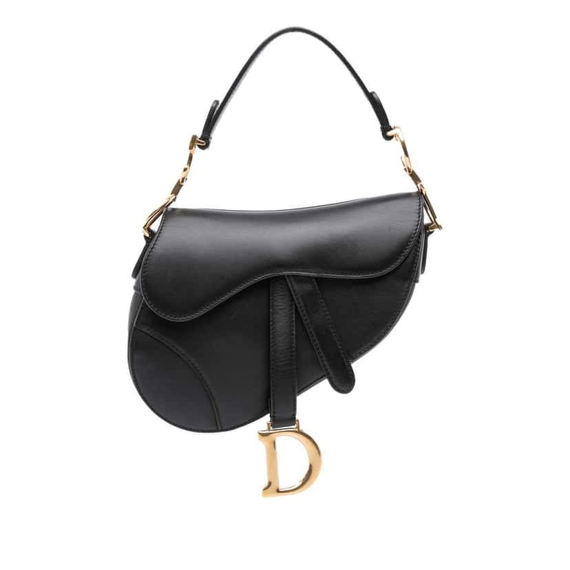 Dior Mini Smooth Calfskin Saddle Bag Black Leather Good condition - Front View