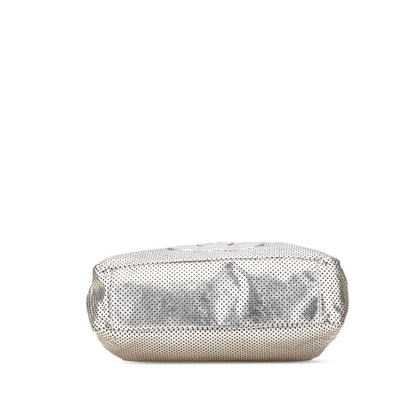 Chanel Medium Metallic Glazed Calfskin Perforated Rodeo Drive Satchel Silver Leather Good condition - Inside View
