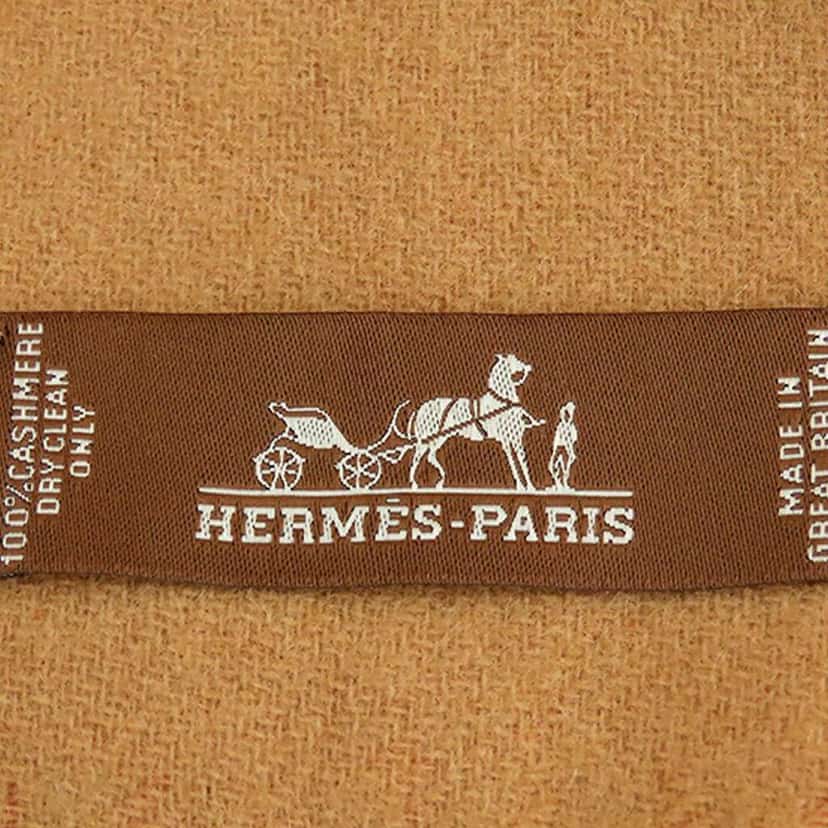 Hermès Casaque Chevron Muffler Cashmere Scarf Orange Wool Good condition - Back View