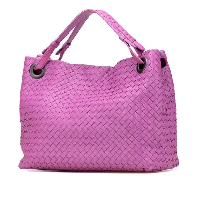 Bottega Veneta Medium Nappa Intrecciato Garda Tote Purple Leather Good condition - Back View