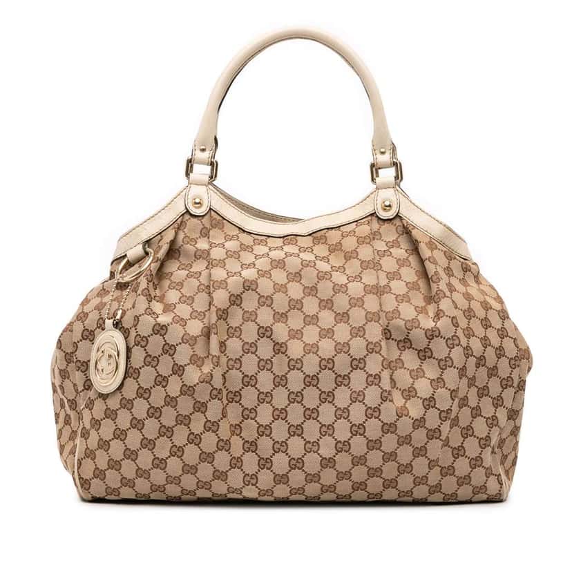 Gucci Large GG Canvas Sukey Tote Brown Canvas Fair condition - Front View