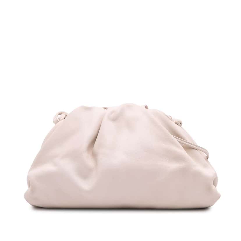 Bottega Veneta Lambskin The Mini Pouch Crossbody White Leather Good condition - Front View