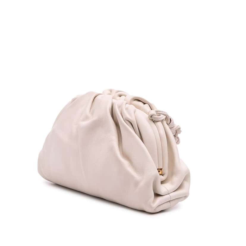 Bottega Veneta Lambskin The Mini Pouch Crossbody White Leather Good condition - Back View
