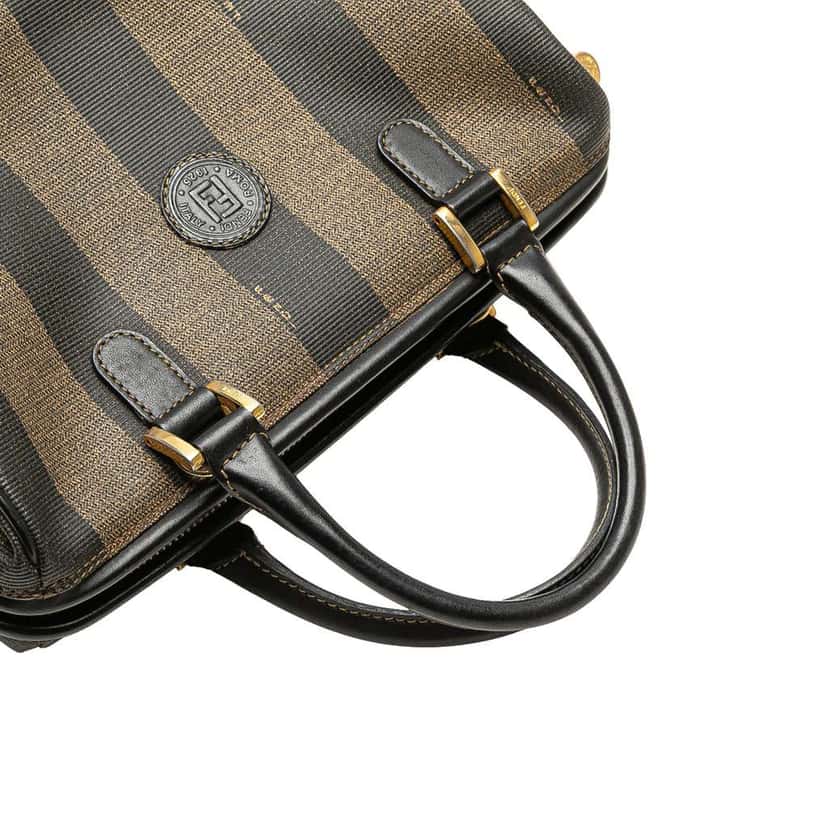 Fendi Pequin Coated Canvas Boston Bag Brown Canvas Good condition - Box View