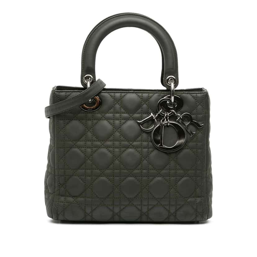 Dior Medium Lambskin Cannage Lady Dior Brown Leather Good condition - Front View