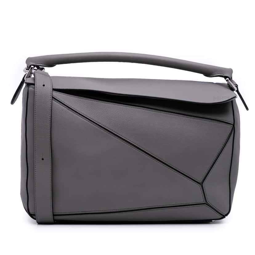Loewe Large Calfskin Puzzle Satchel Grey Leather Good condition - Front View