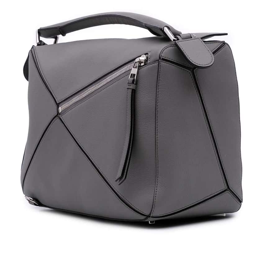 Loewe Large Calfskin Puzzle Satchel Grey Leather Good condition - Back View