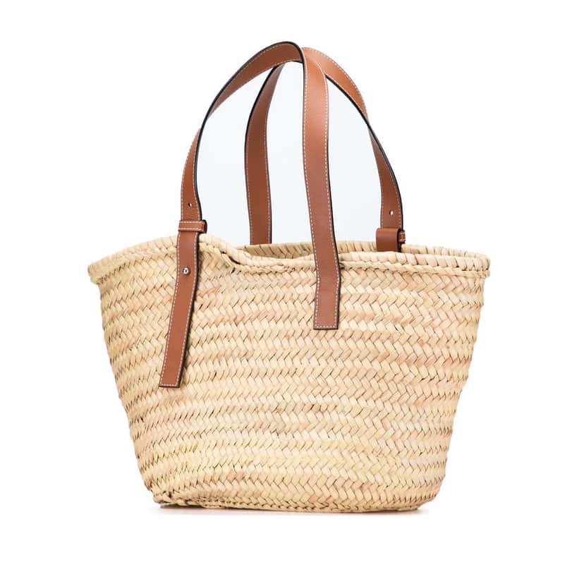 Loewe Medium Raffia Basket Tote Brown Good condition - Back View