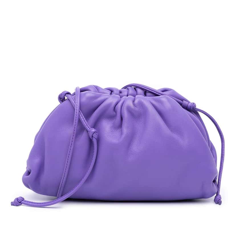 Bottega Veneta Lambskin The Mini Pouch Crossbody Purple Leather Good condition - Front View