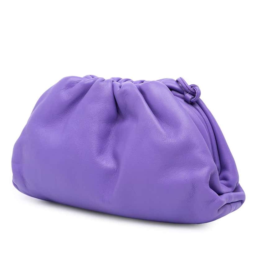 Bottega Veneta Lambskin The Mini Pouch Crossbody Purple Leather Good condition - Back View