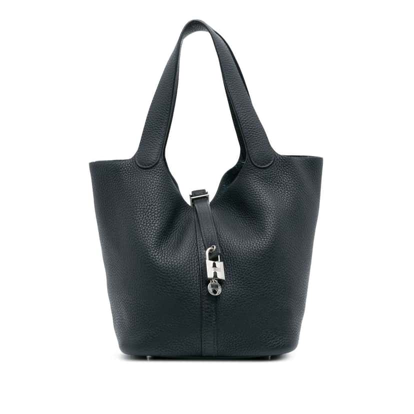 Hermès Clemence Picotin Lock 22 Blue Leather Good condition - Front View