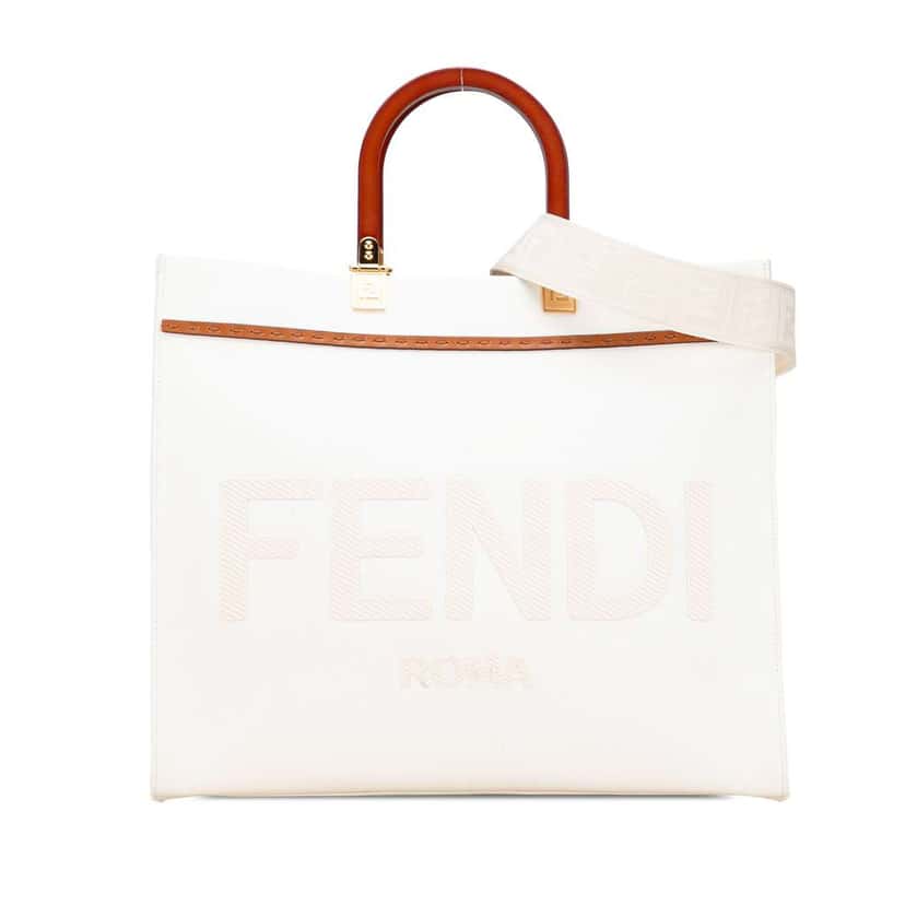 Fendi Medium Canvas Sunshine Shopper Tote Brown Canvas Good condition - Front View